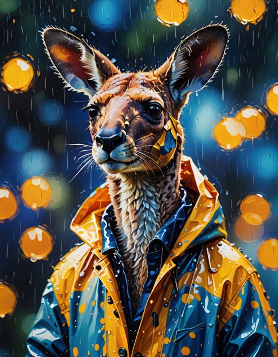 Kangaroo, Indigo, Raincoat