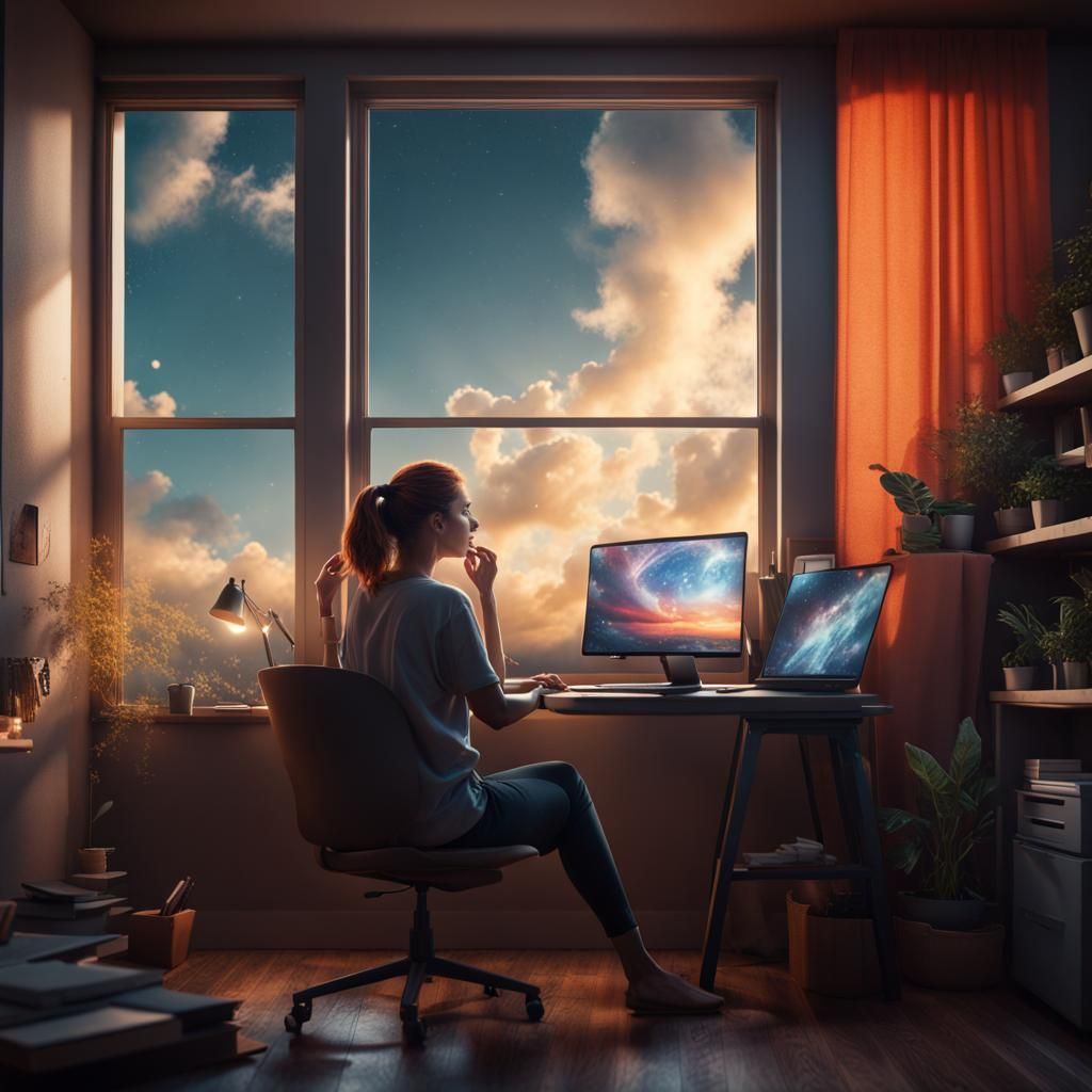 Frustrated Freelancer Contemplates LinkedIn in Detailed Digi...