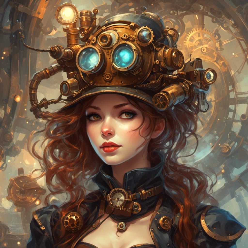 Steampunk Stardust Girl Illustration