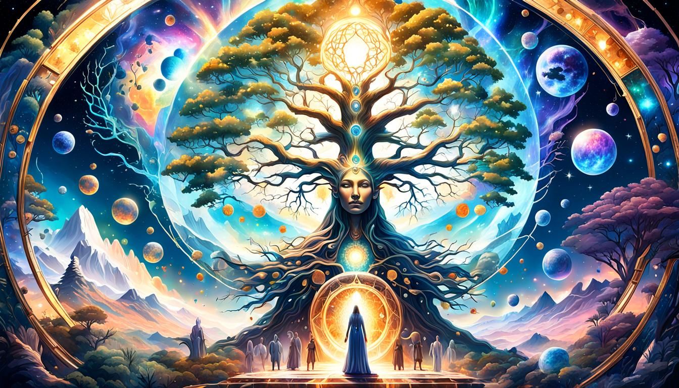Cosmic Goddess in Mirrored World Illustration