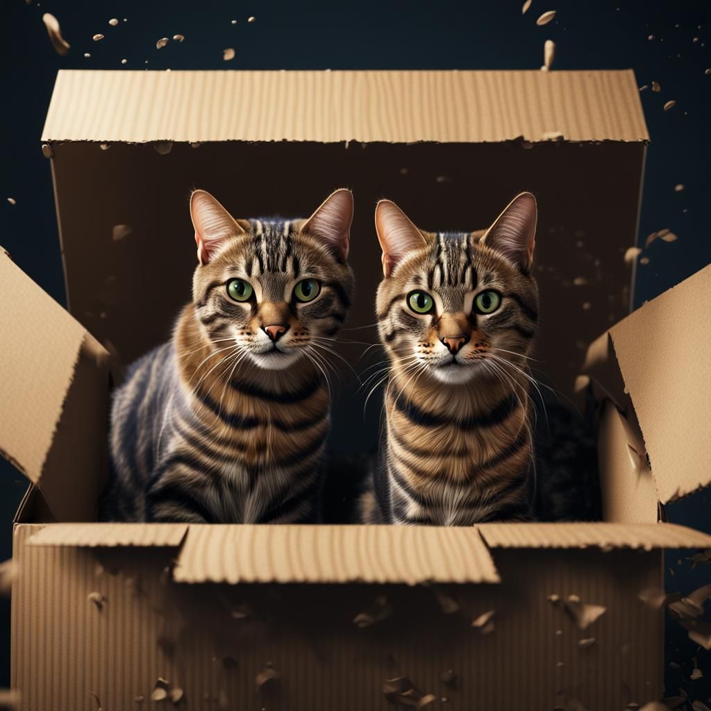 Tabby Cats in Cardboard Box: Fantasy Concept Art