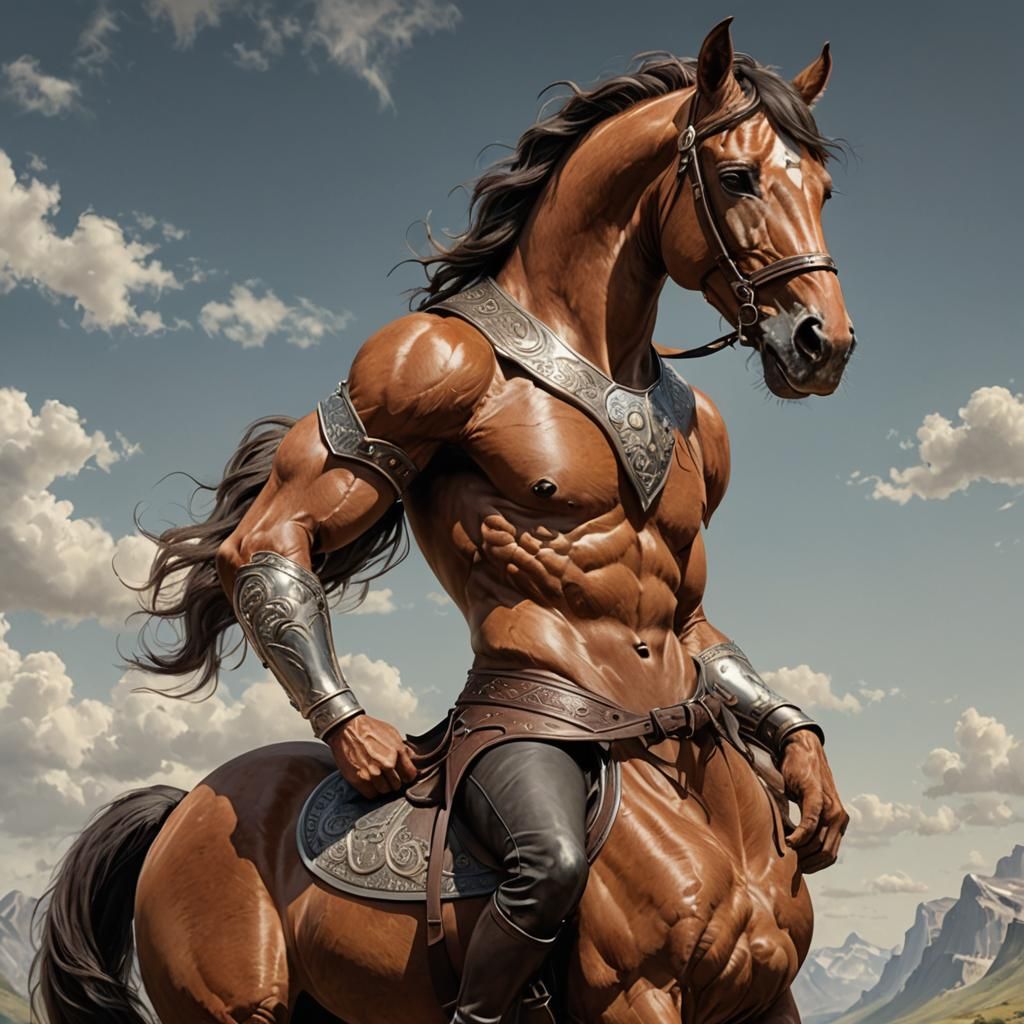 Photorealistic Centaur: Mythological Human-Horse Hybrid