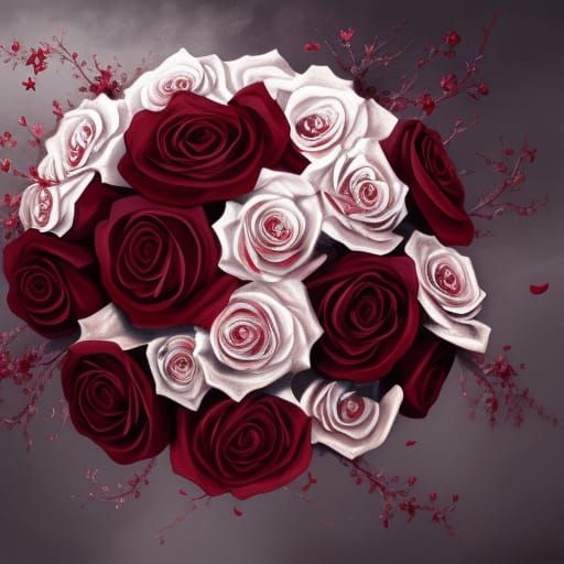 High Gothic Roses Bouquet in Dark Fantasy Style