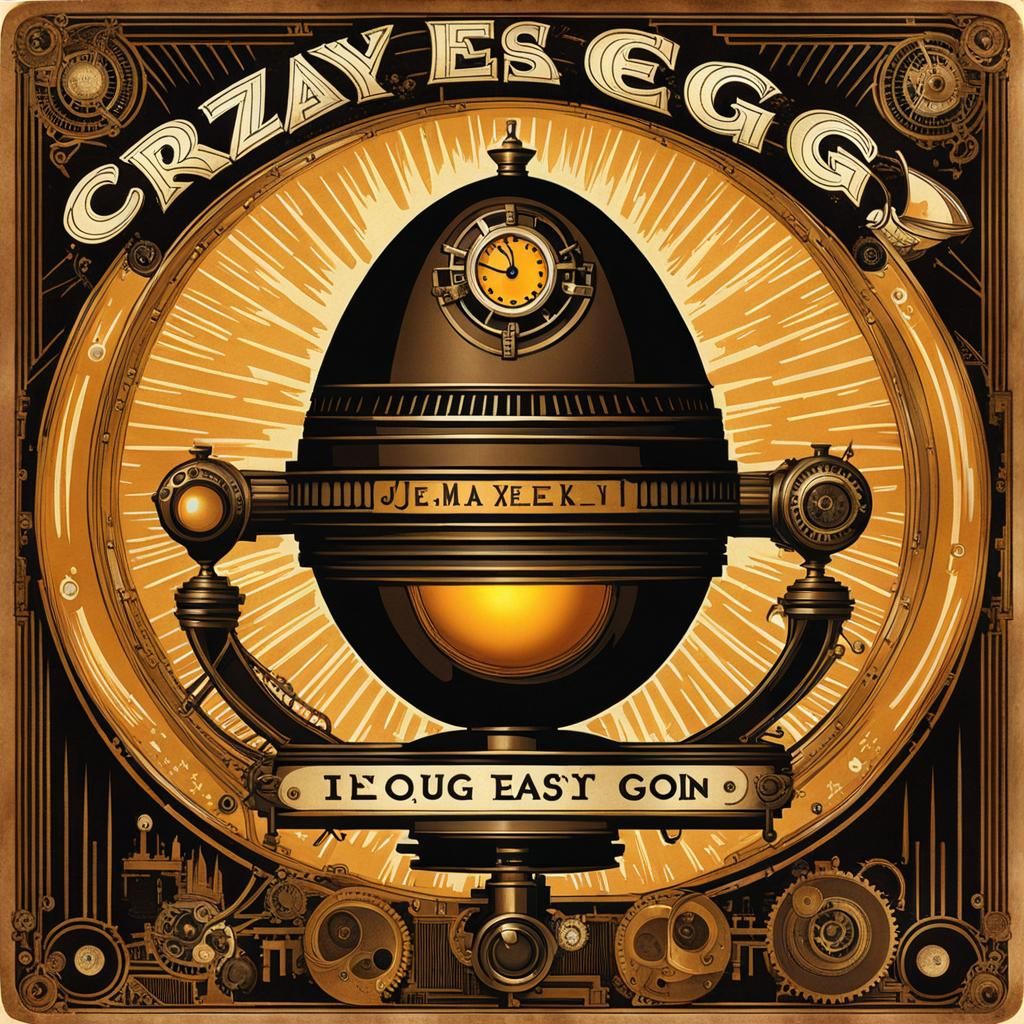 Steampunk Egg in Vintage Poster Style