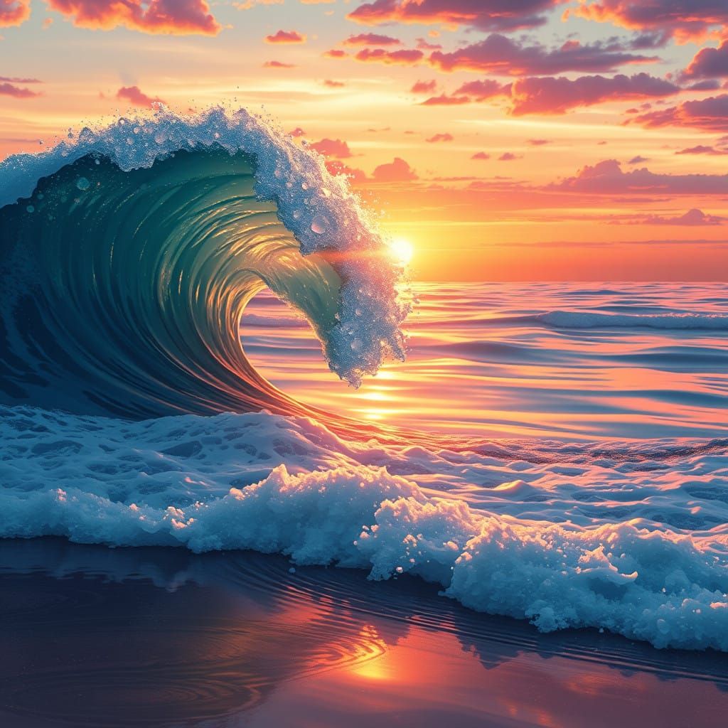 Majestic Sunset Beach Wave