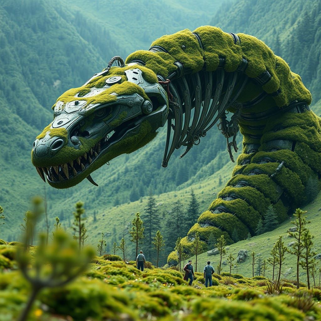 Gargantuan Mechanical Snake Skeleton Dominates Verdant Valle...