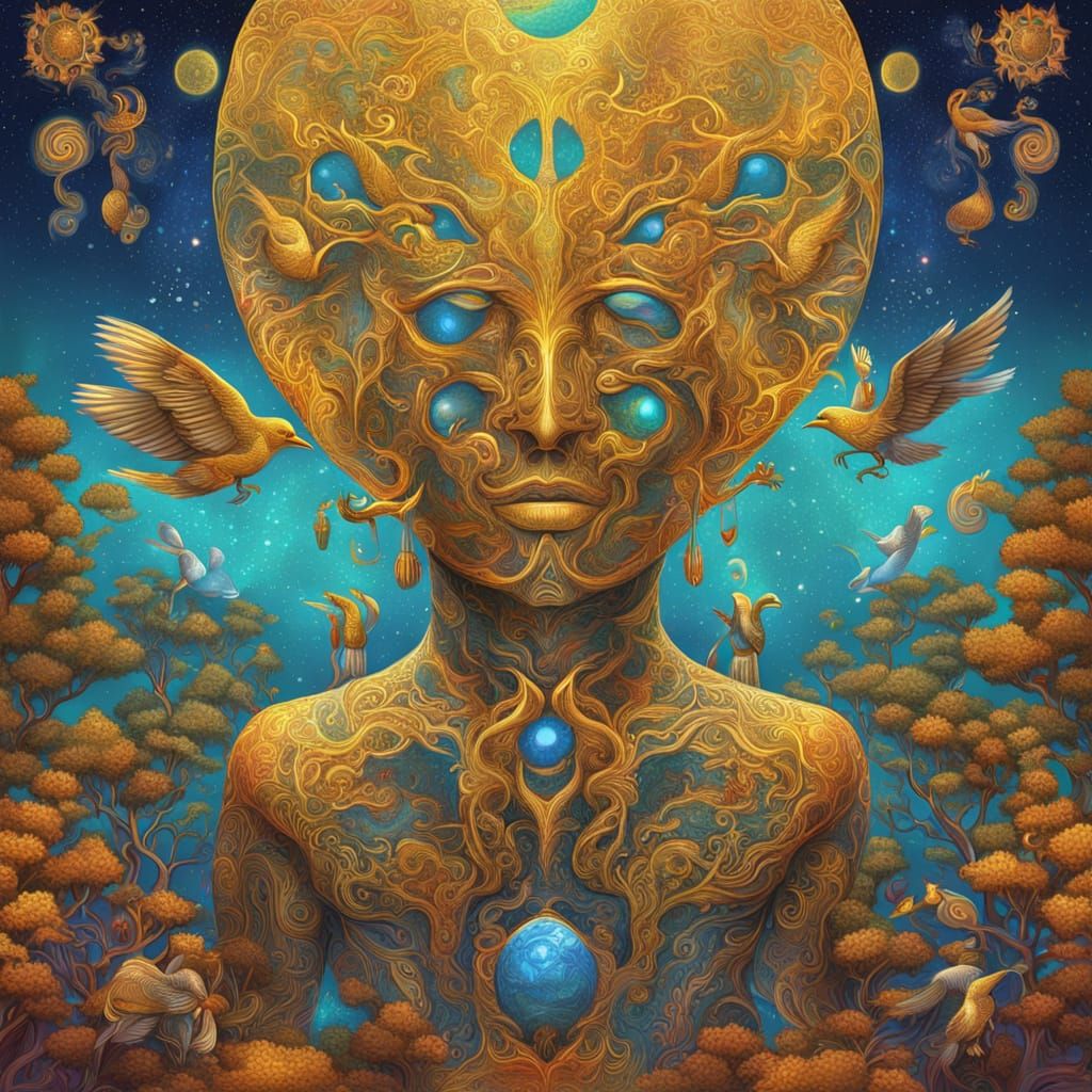 Golden Birds of Ego and Self Dwell in Harmony