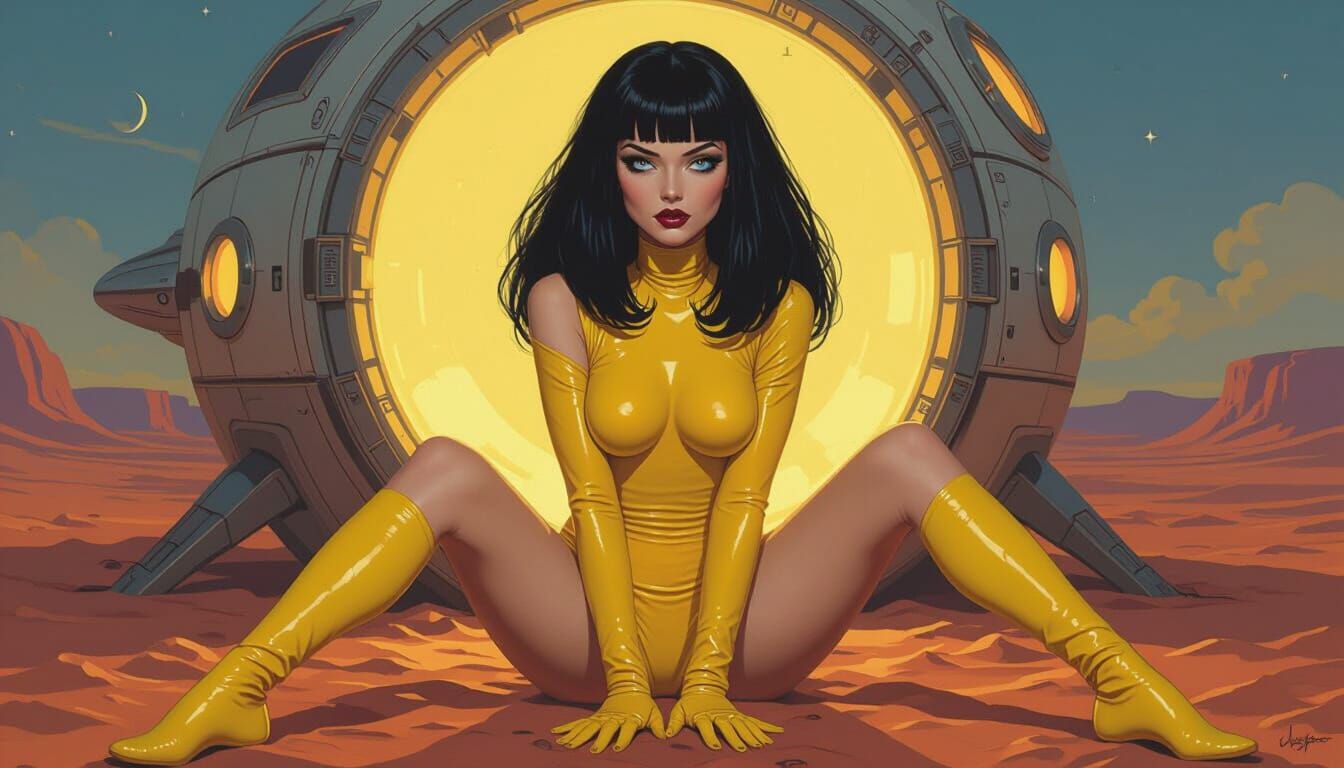 Japanese Woman with Cleopatra Hair on Mars