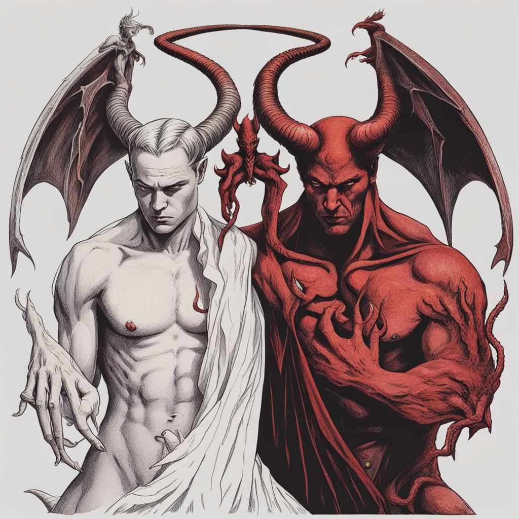Stylized Depiction of Devil and Lilith