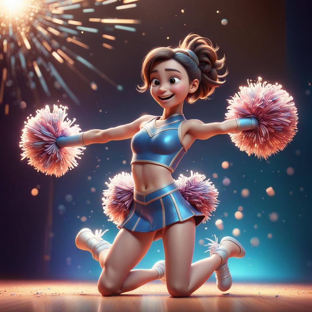 Cheerleader with 4 feet