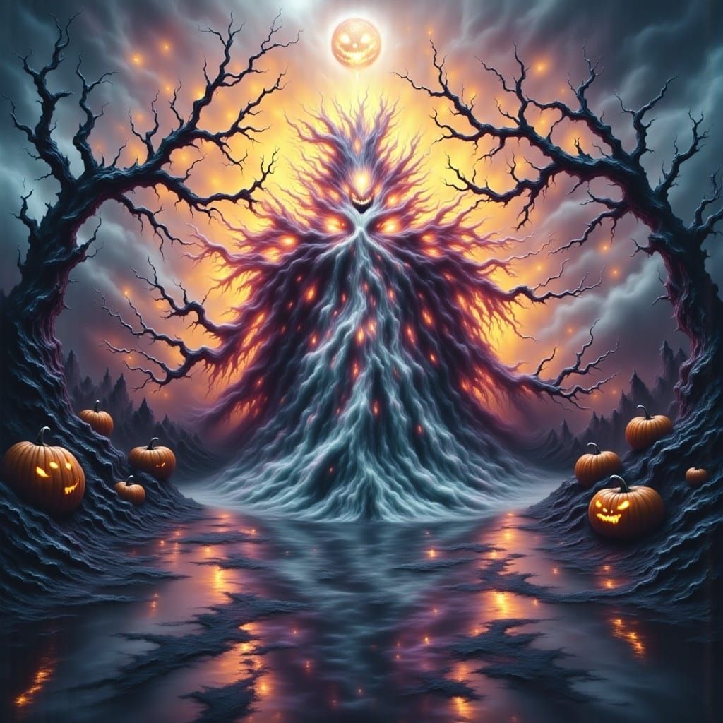 Psychedelic Melting Figure with Ethereal Eyes