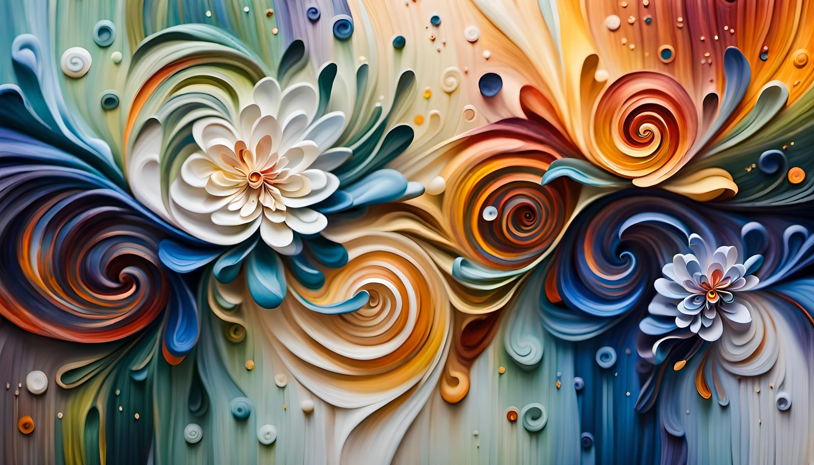 Cosmic River of Swirling Flower-Stars as Impasto Painting