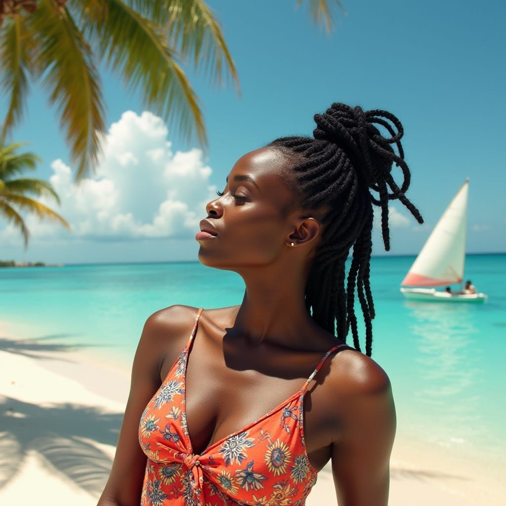 Summer Beach: African American Woman in Hyperrealism