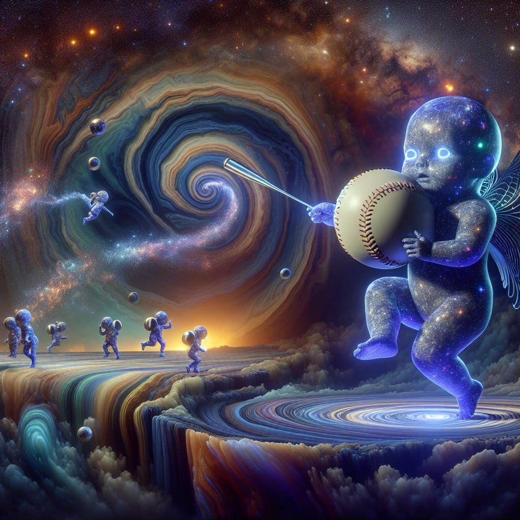 Cosmic Baseball: Giant Baby Aliens at Play