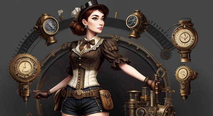 Detailed Steampunk Engine Illustration