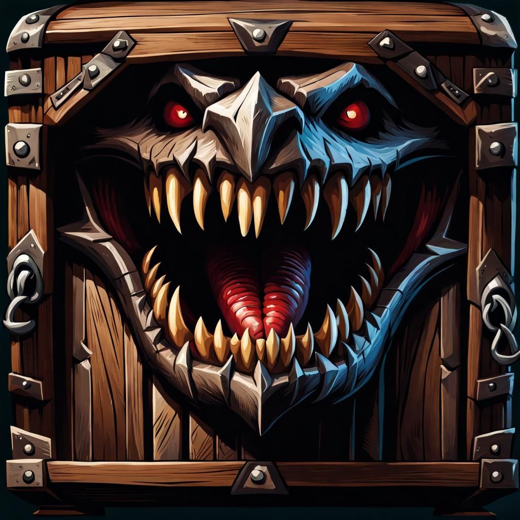 D&D Mimic: Monster Chest in Dark Dungeon