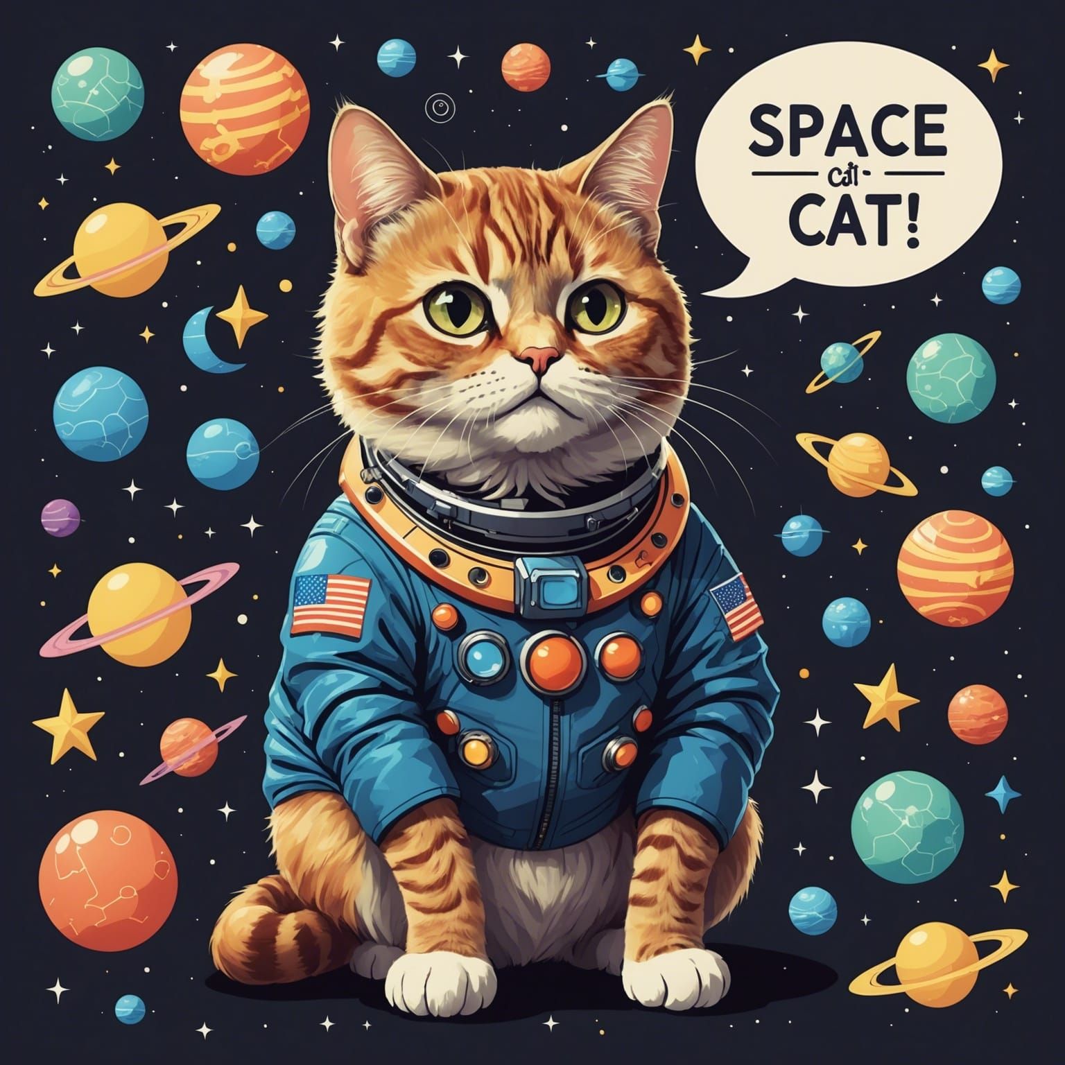 Space Cat in Math Chat Bubble