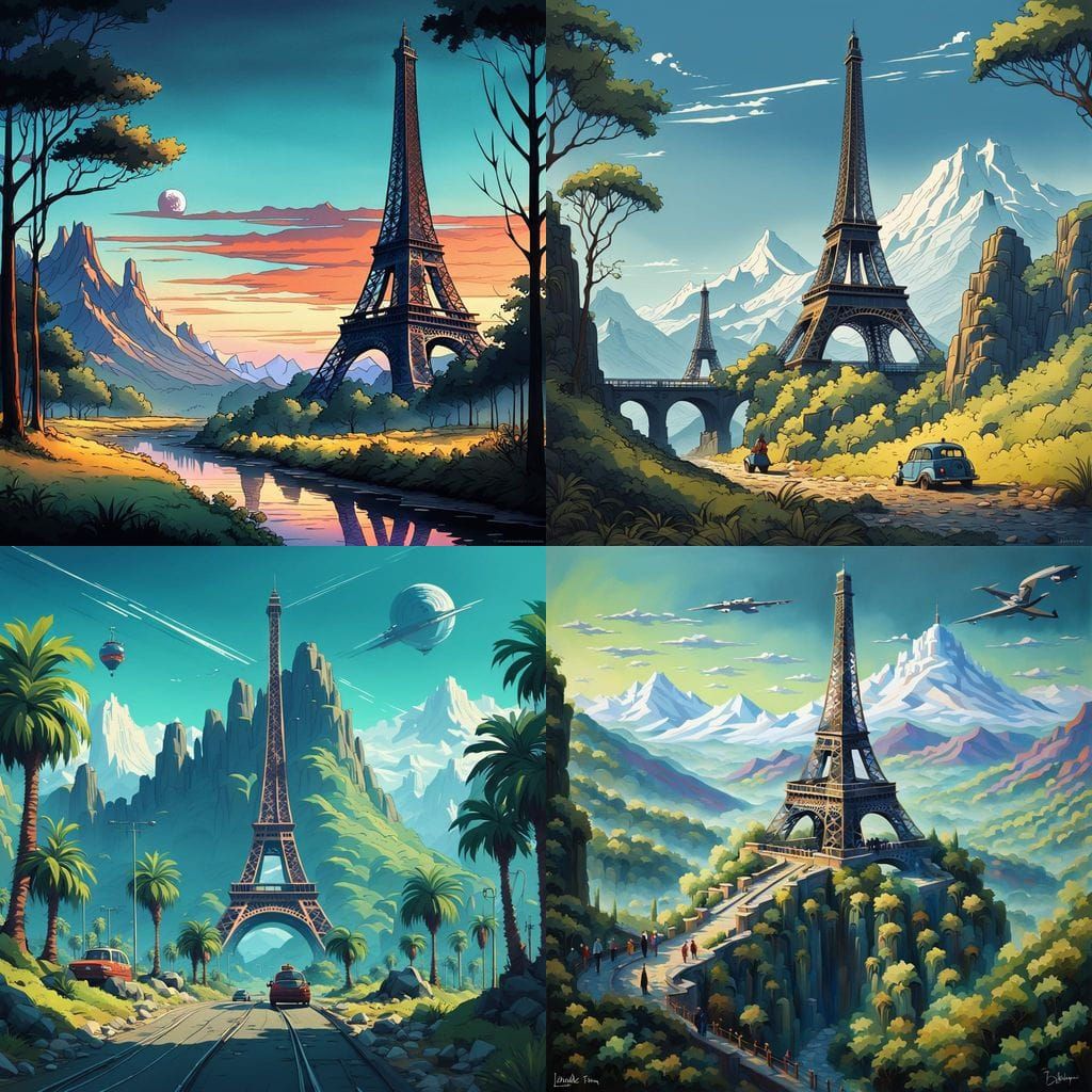 Surreal Parisian Mountain Landscape