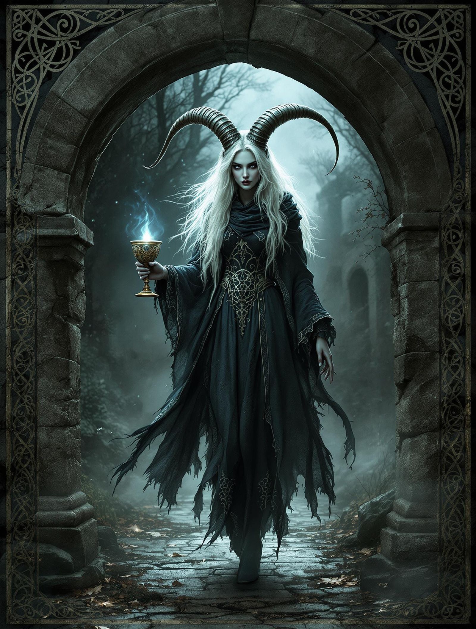 Ethereal Glaistig Emerges from Forgotten Manor