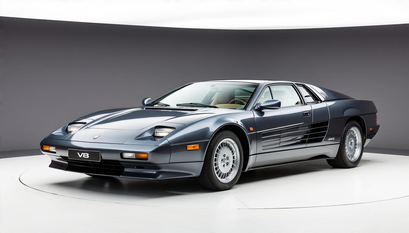 Sleek 1985 Isdera Imperator Coupe in Studio Setting