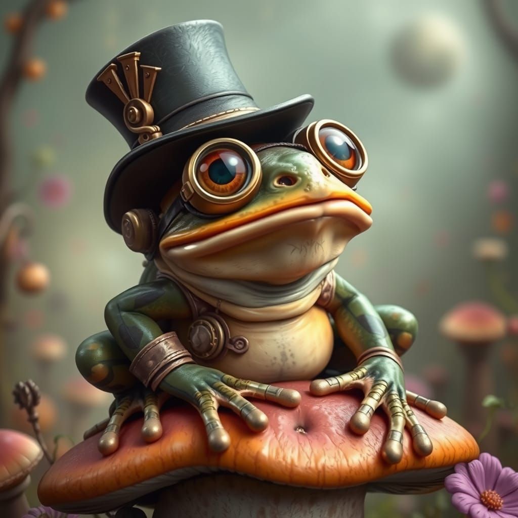 Steampunk Frog with Goggles and Top Hat