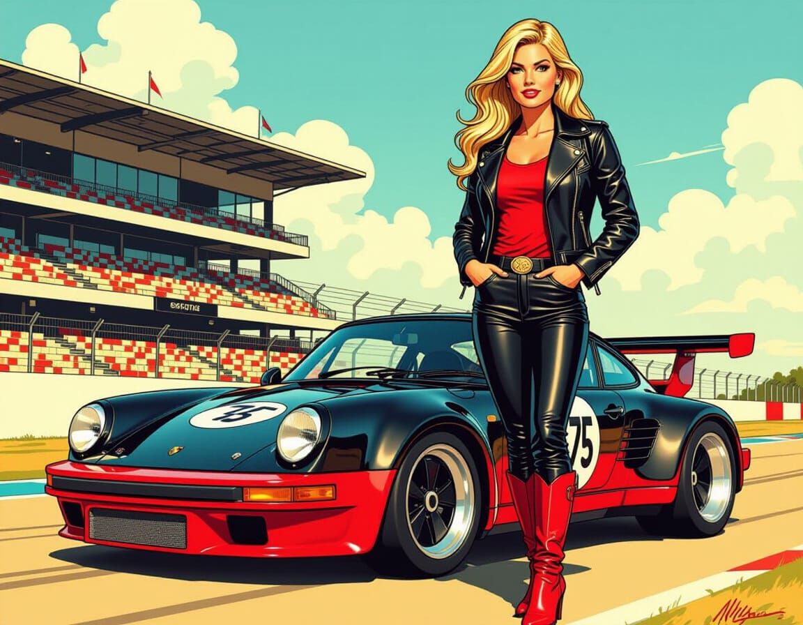 Kara Zor-El and Porsche 917LH in Milo Manara Style
