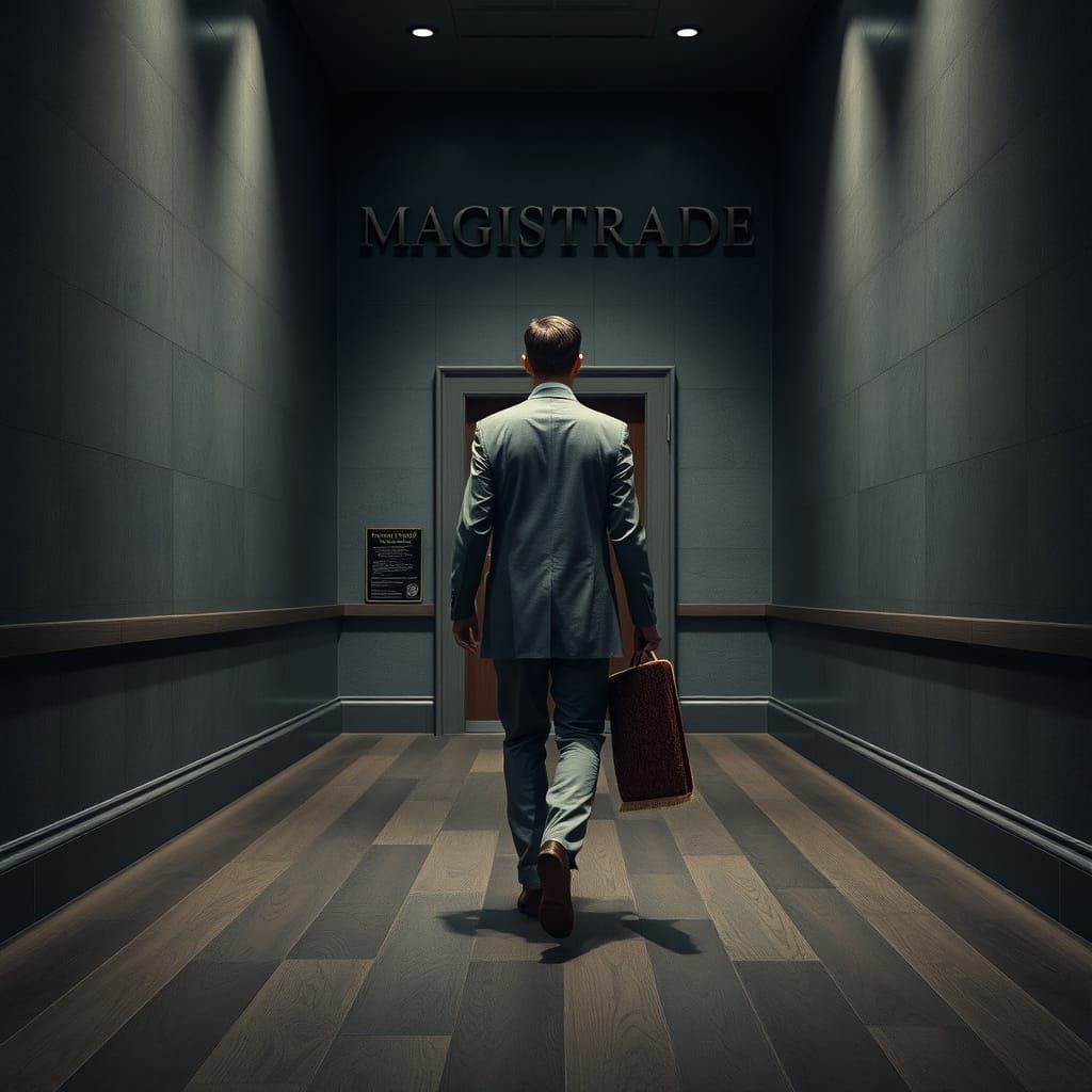 Solemn Supreme Court Corridor Leading to a Magistrate's Offi...