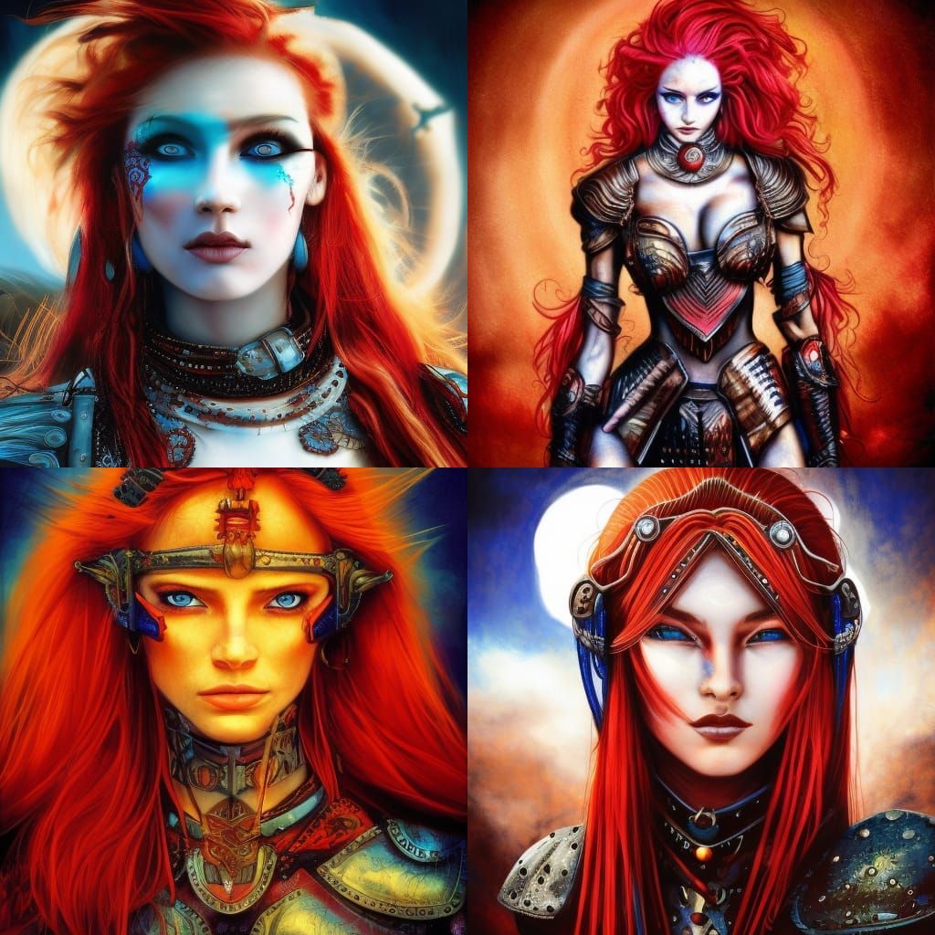 Apocalyptic Red Desert: Tribal Woman in Armor
