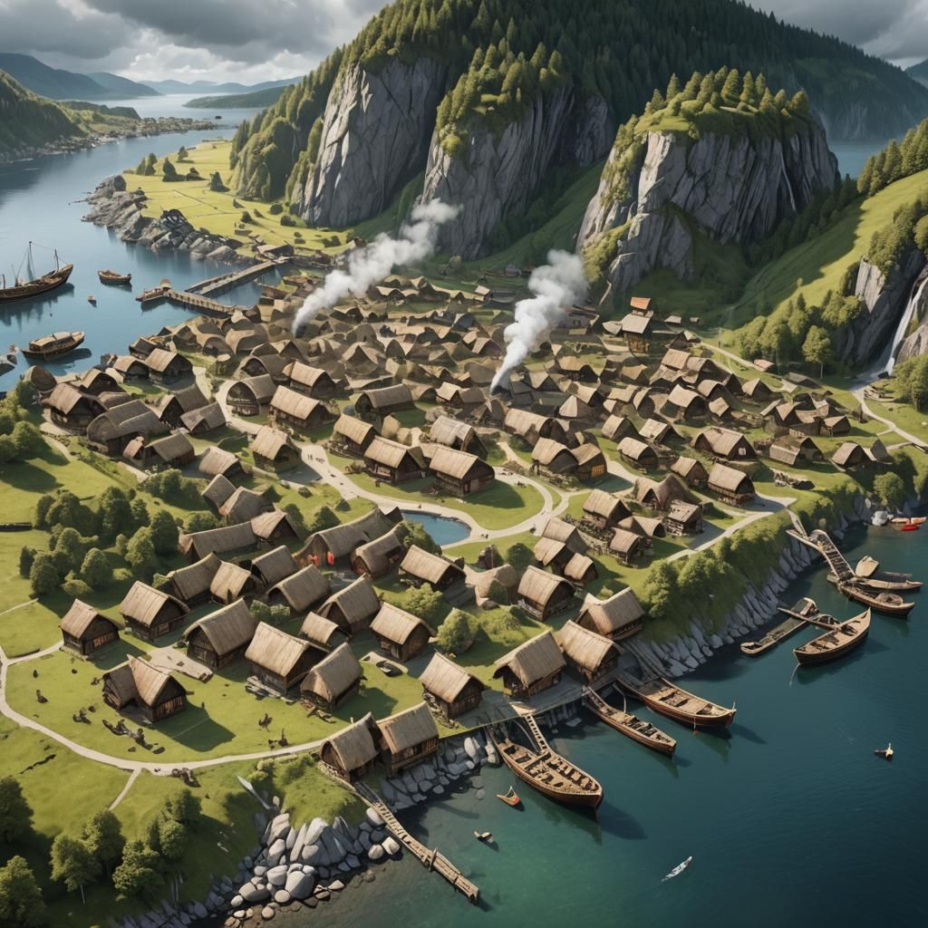 Bird's-Eye View of an Idyllic Viking Village