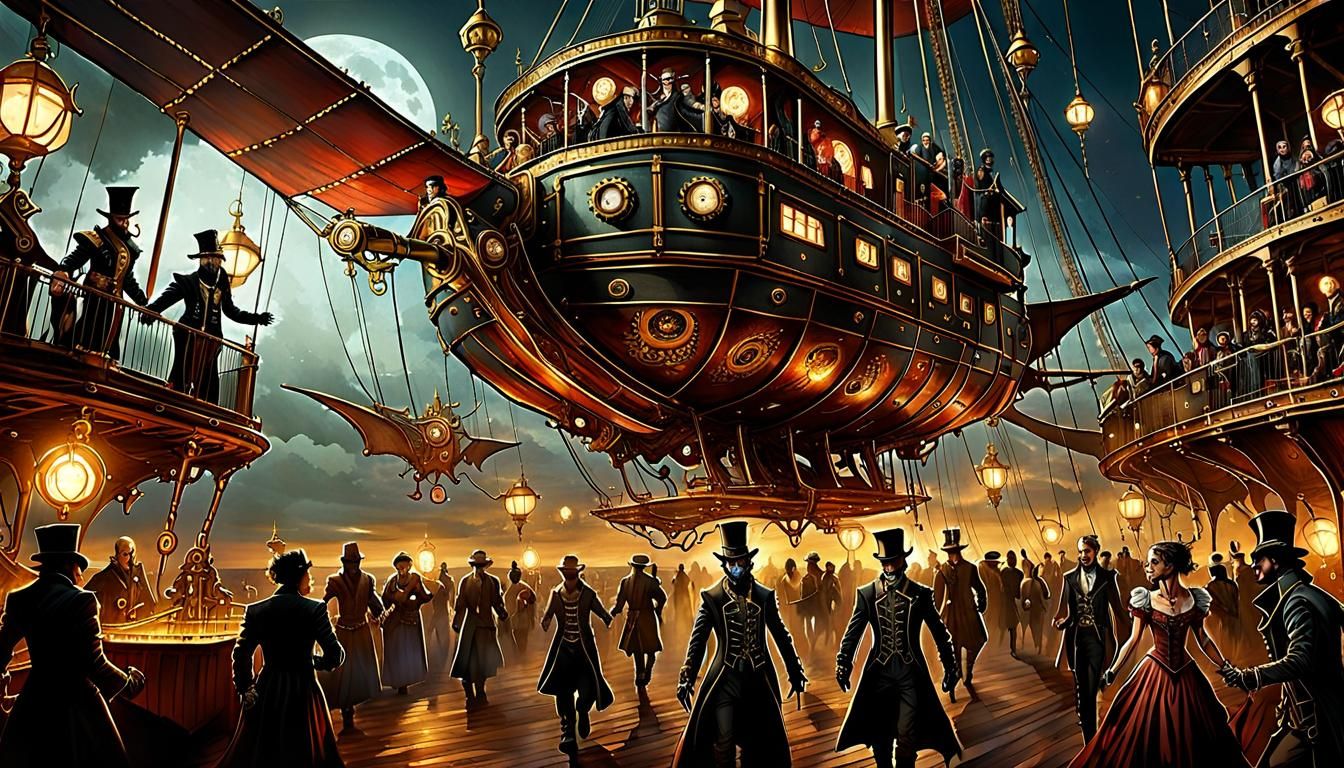 Skyship Rescue: A Steampunk Masterpiece in Dramatic Lighting