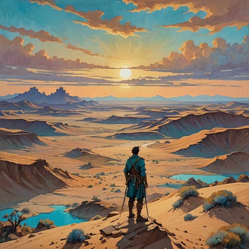 Desert Warrior: Gouache Landscape Painting