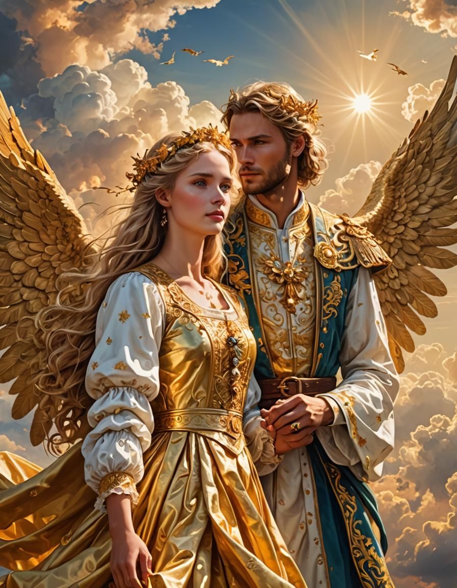 Angelic Pair Descends from a Magical Sky