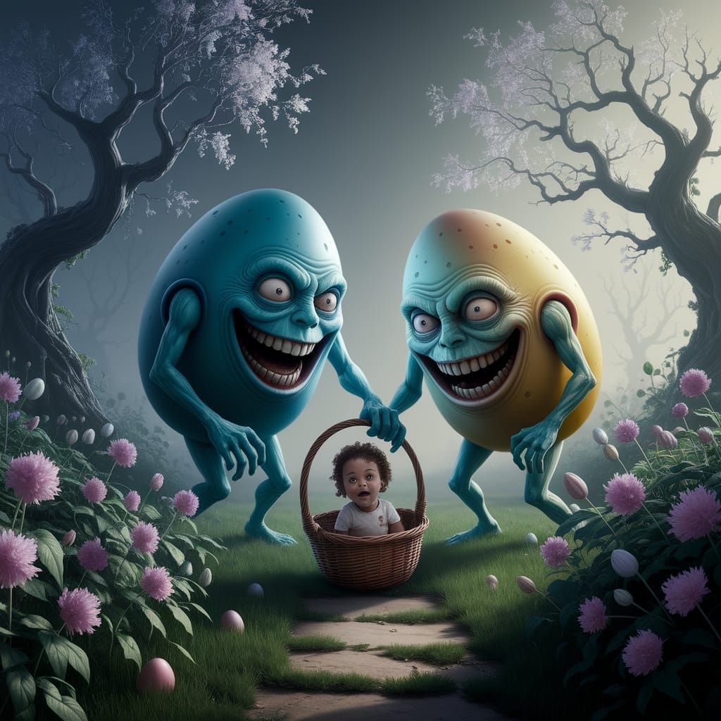 Ethereal Easter Eggs Terrorize Children in a Haunting Garden...