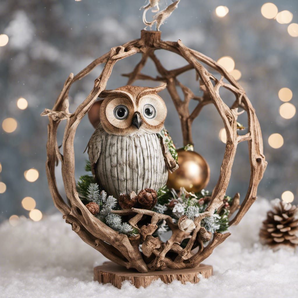 Festive Treehouse Owl Christmas Ornament