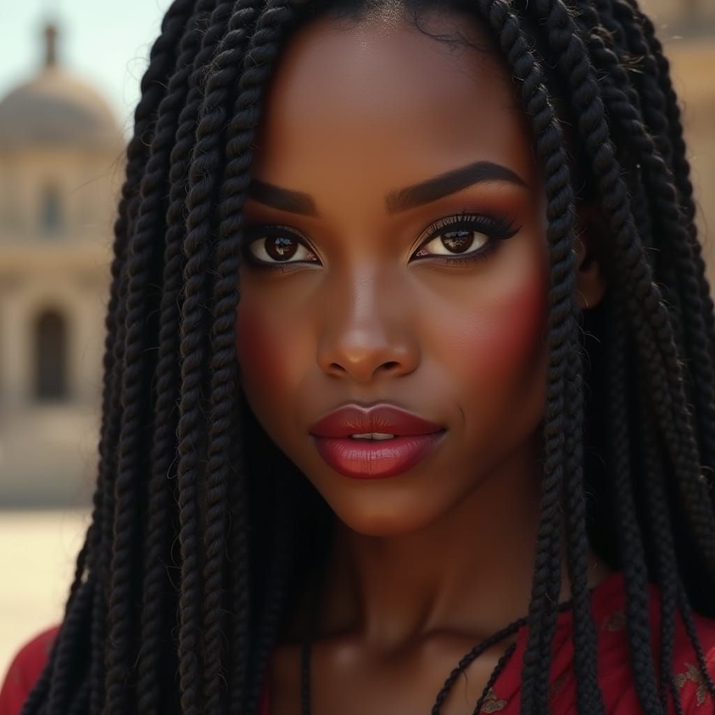 Black Warrior Goddess Portrait in Vogue Style