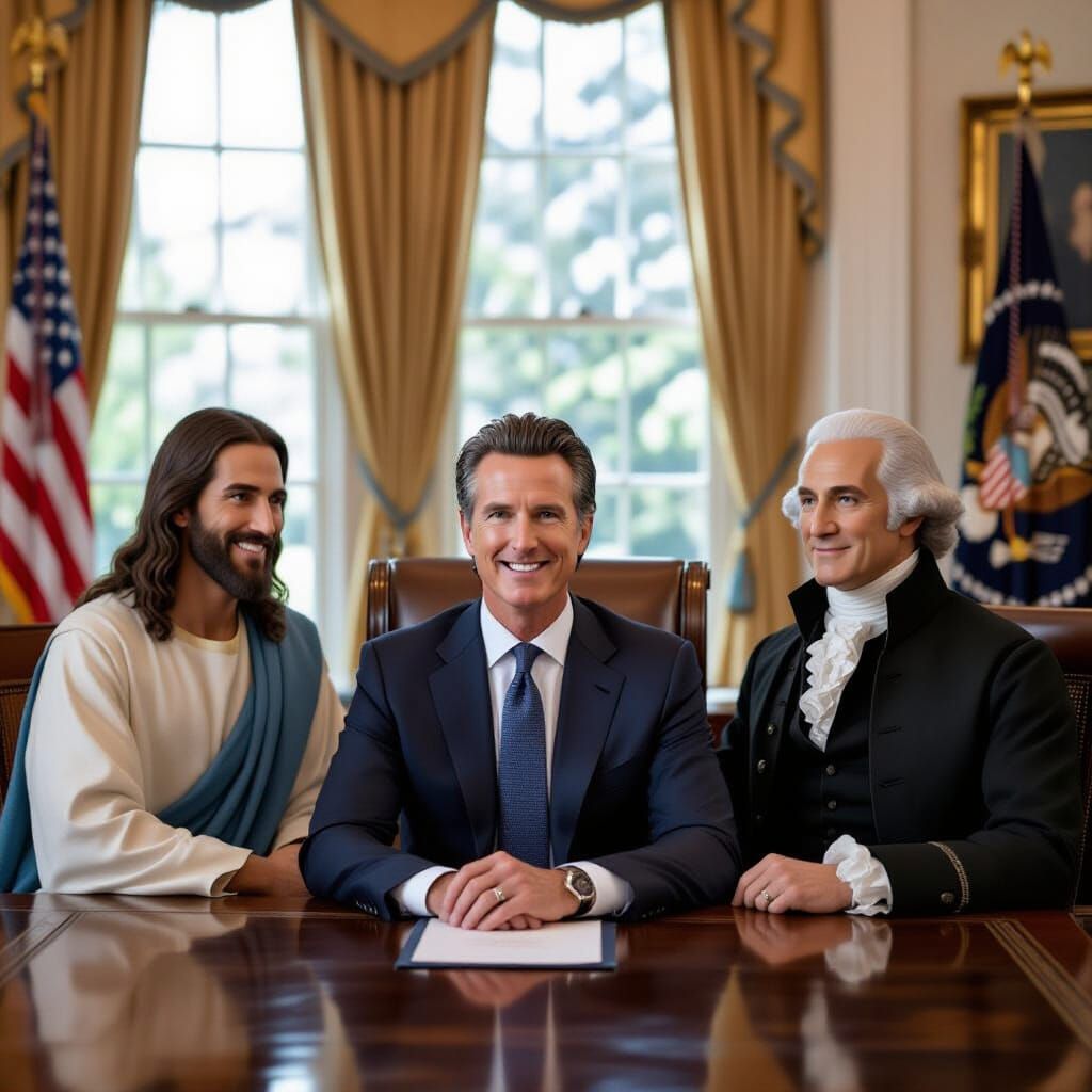 Gavin Newsom, Jesus, and George Washington
