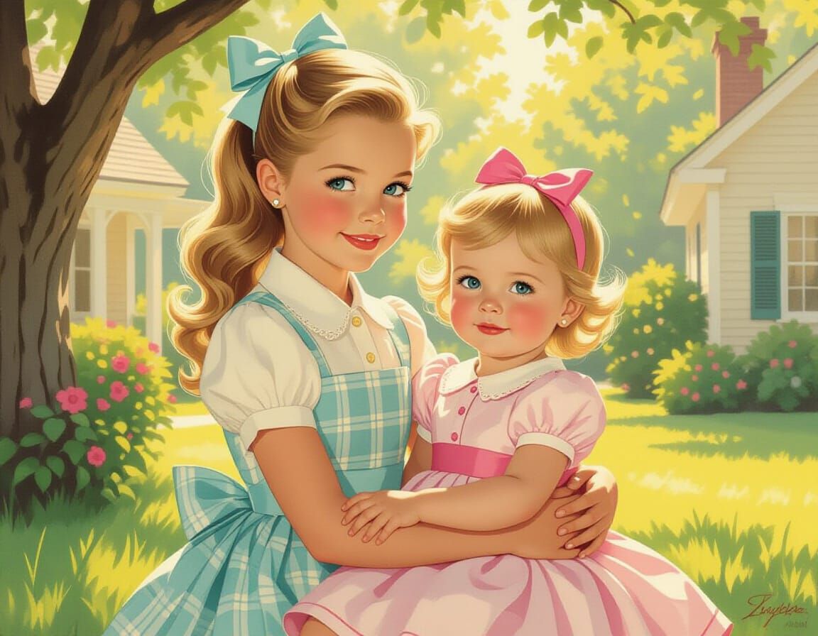 Girls in a 1950s Suburb, Pin-Up Style