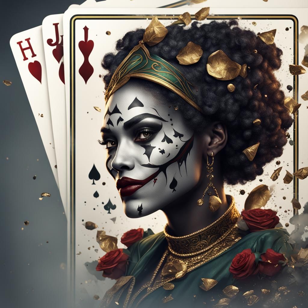 Luxurious Joker Card with Black Female Face