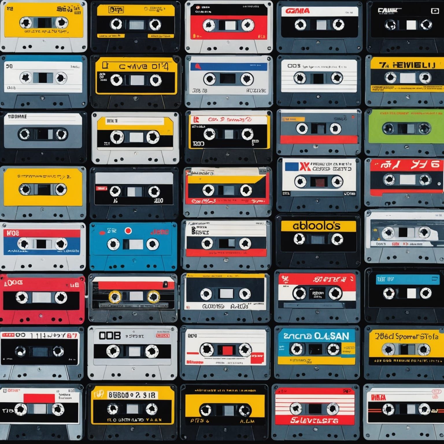 90s Cassette Tape Collage in Anime Art Style