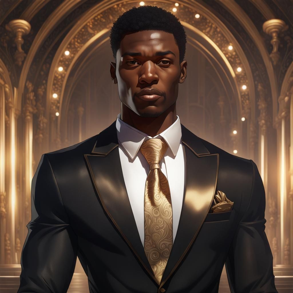 Portrait of Young Man in Tuxedo, Detailed Digital Art