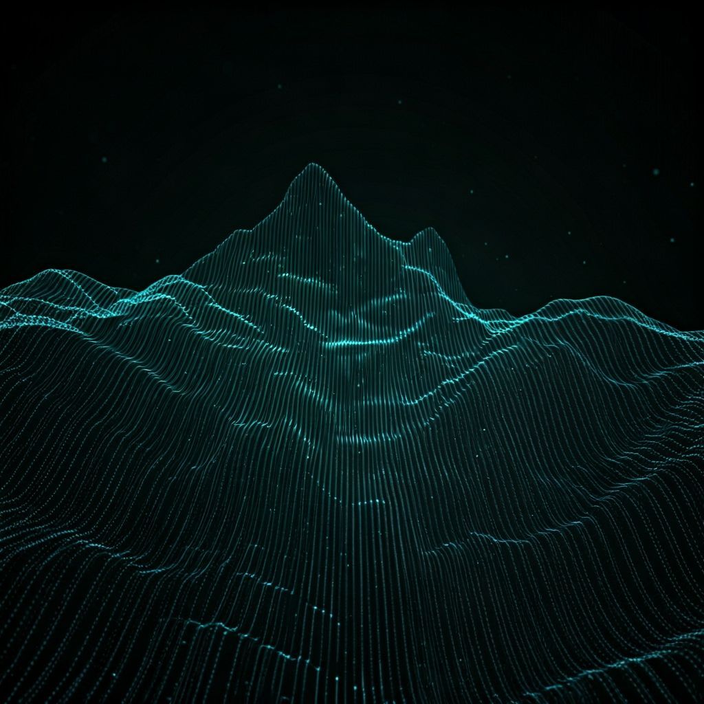 Digital Landscape Formed From Scrolling Code Lines