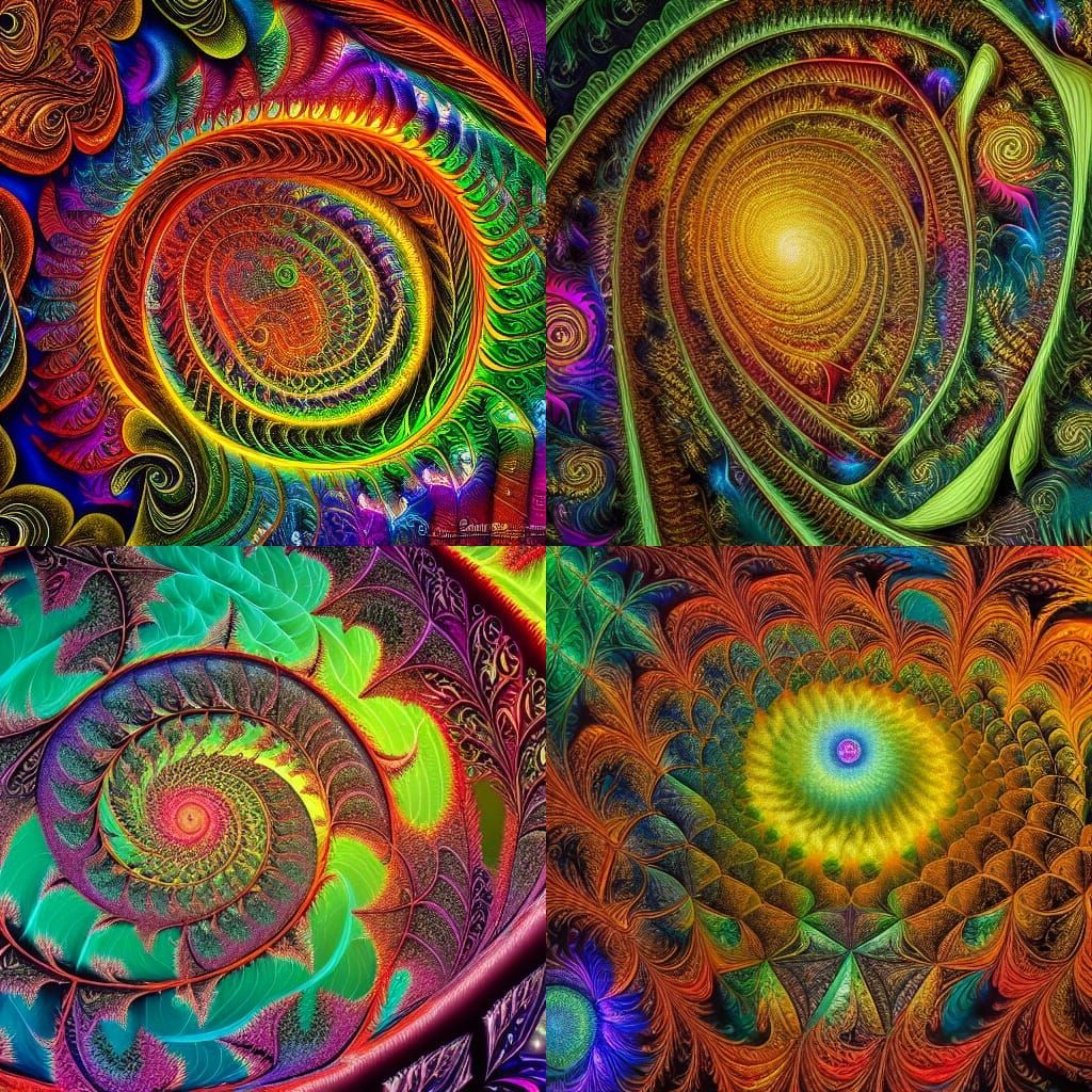 Psychedelic Fractal Patterns in Jungle Landscape