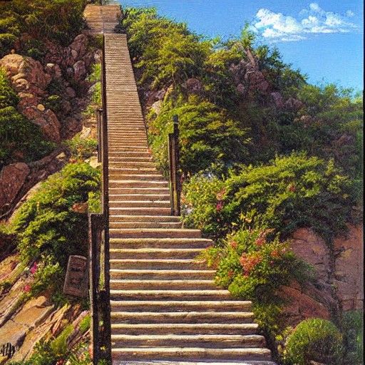 Ethereal Stairway to Heaven Oil Painting