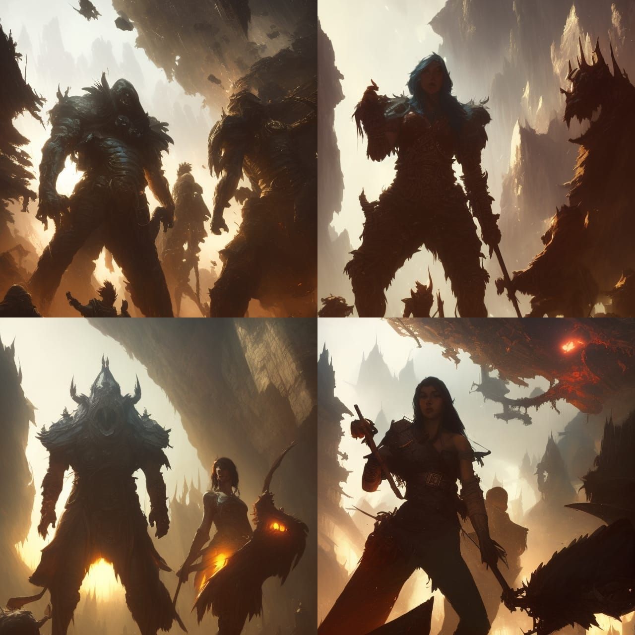 Dark Fantasy Adventurers in Hyperdetailed Style