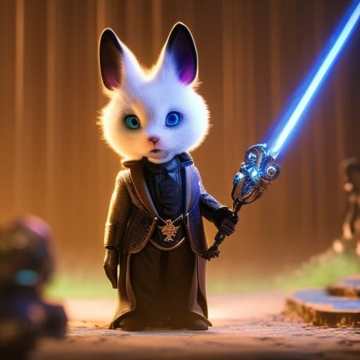 Cute Rabbit as Neo in Matrix, 3D Render