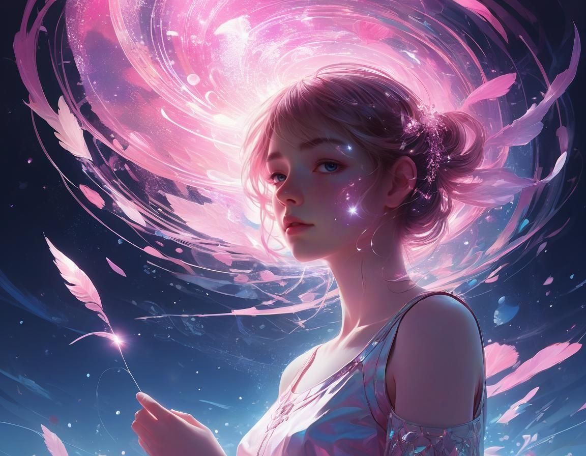 Ethereal Abstract Art with Luminous Pink Glow