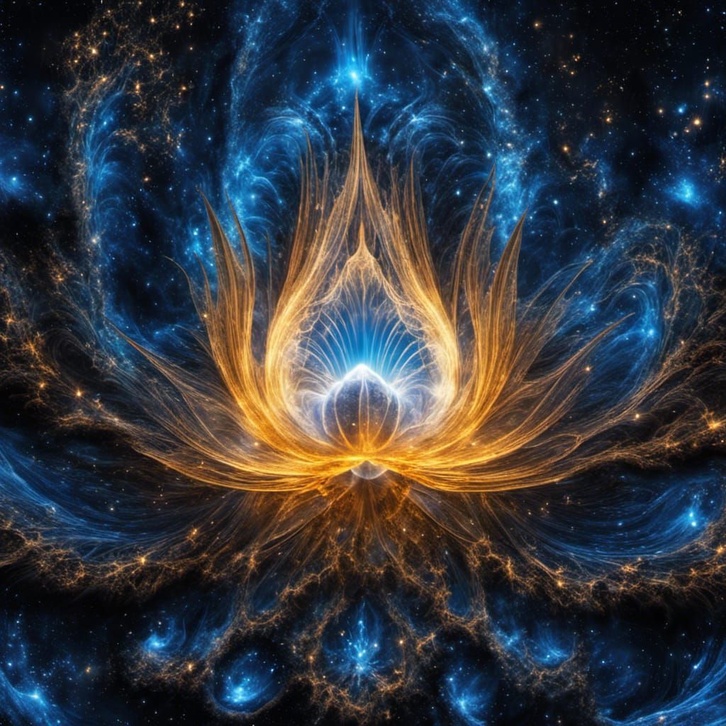 Blue Fire Lotus Nebula in Celestial Splash Art