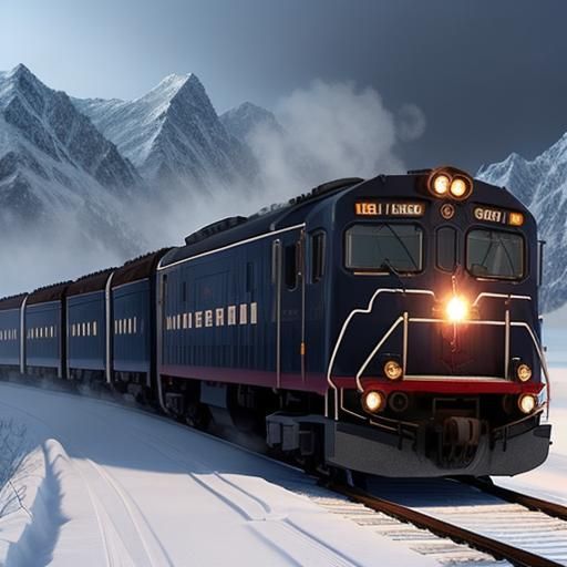 Hyperrealistic Snow Train: A Digital Masterpiece