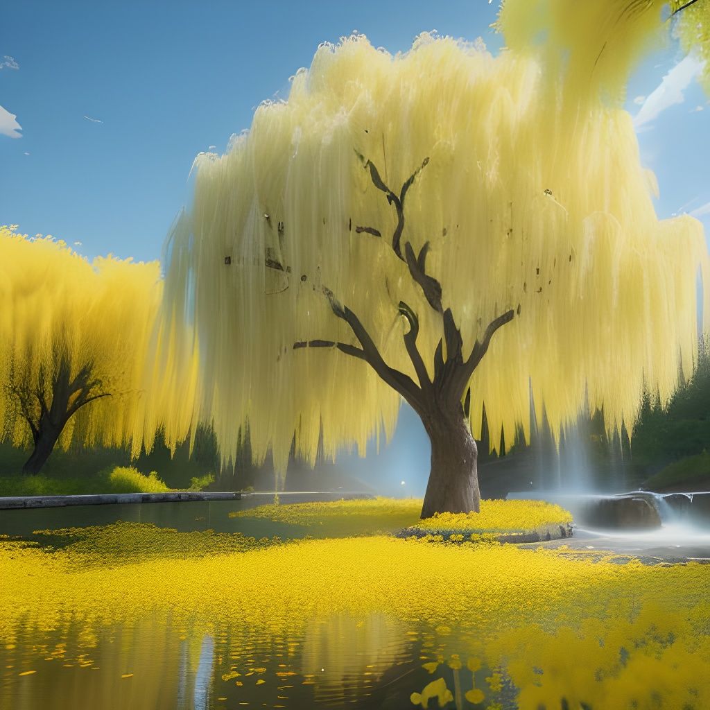 Radiant Weeping Willow in Golden Bloom