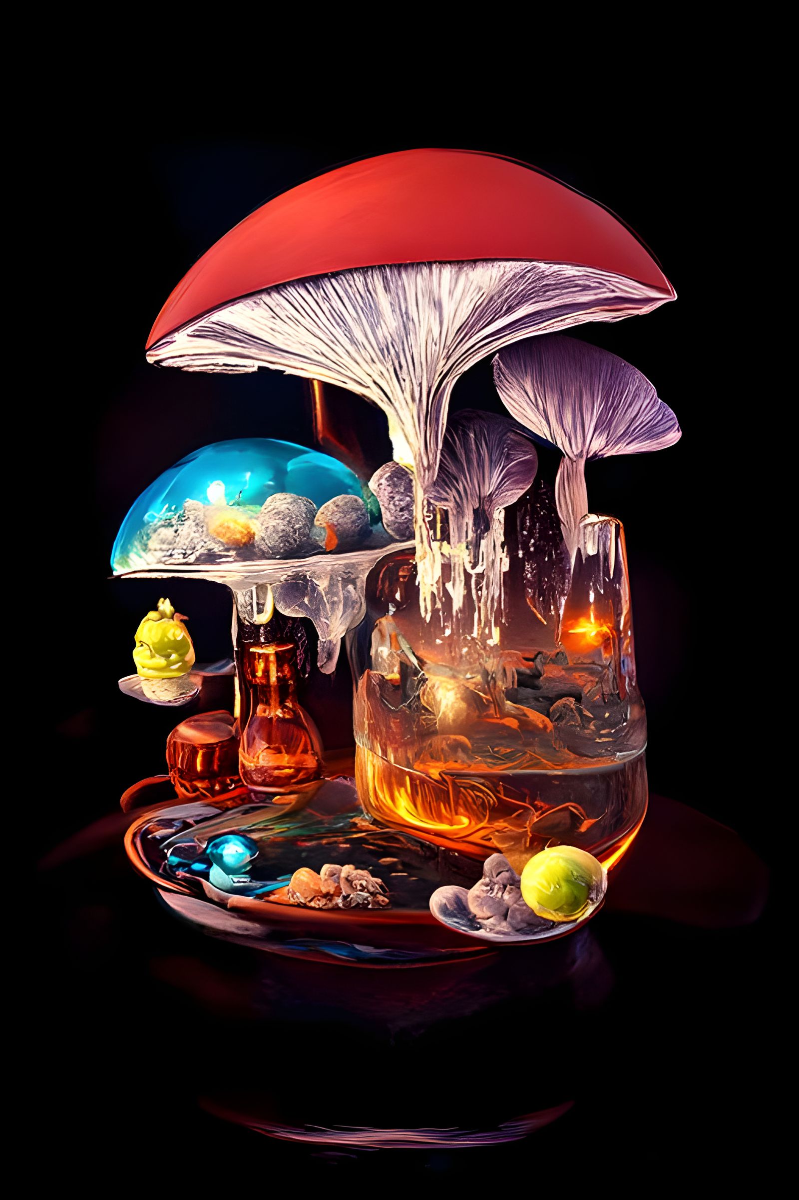 Glowing Gorilla and Mushroom Brain, Sci-Fi Fantasy